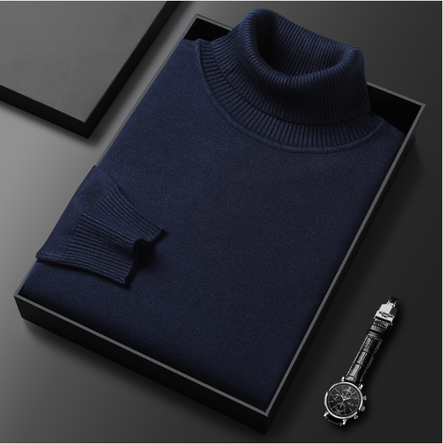Men's Casual Knit Sweater - Soft, Warm, and Comfortable for Daily Wear NAVY BLUE