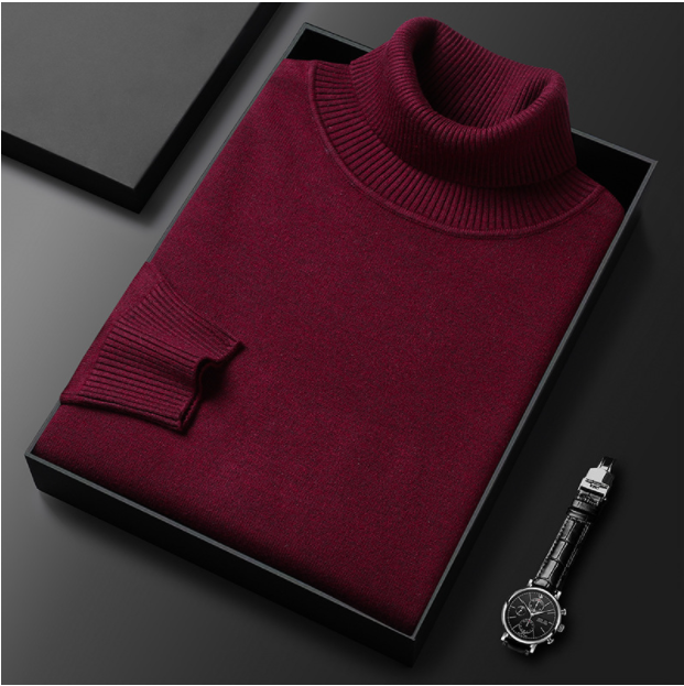 Men's Casual Knit Sweater - Soft, Warm, and Comfortable for Daily Wear RED WINE