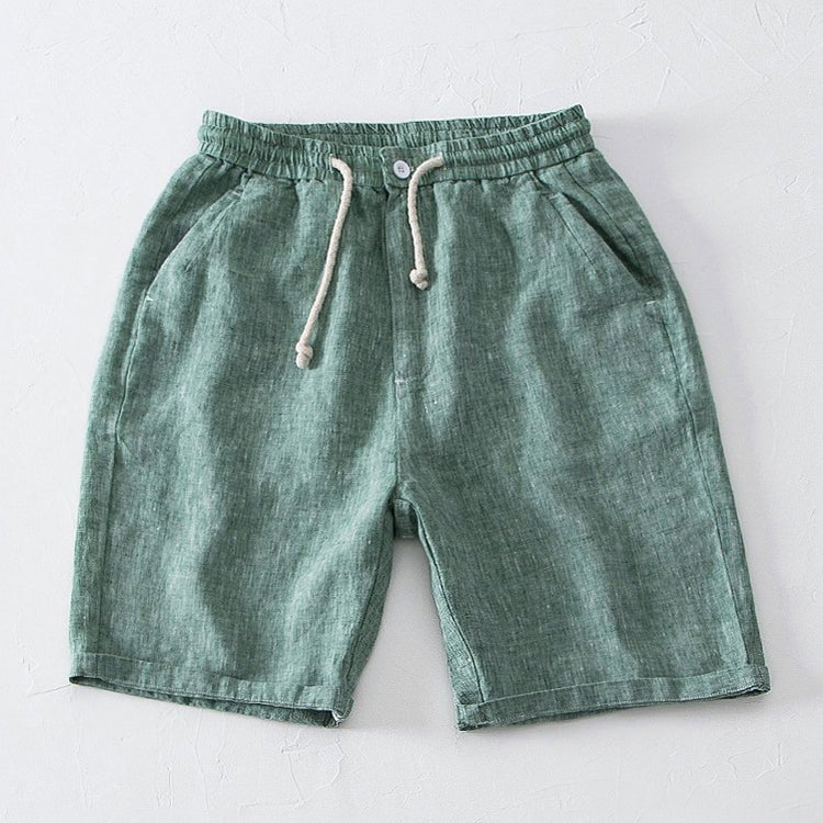 Men's Casual Linen Shorts - Paris Style Green