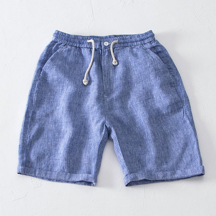 Men's Casual Linen Shorts - Paris Style Light Blue