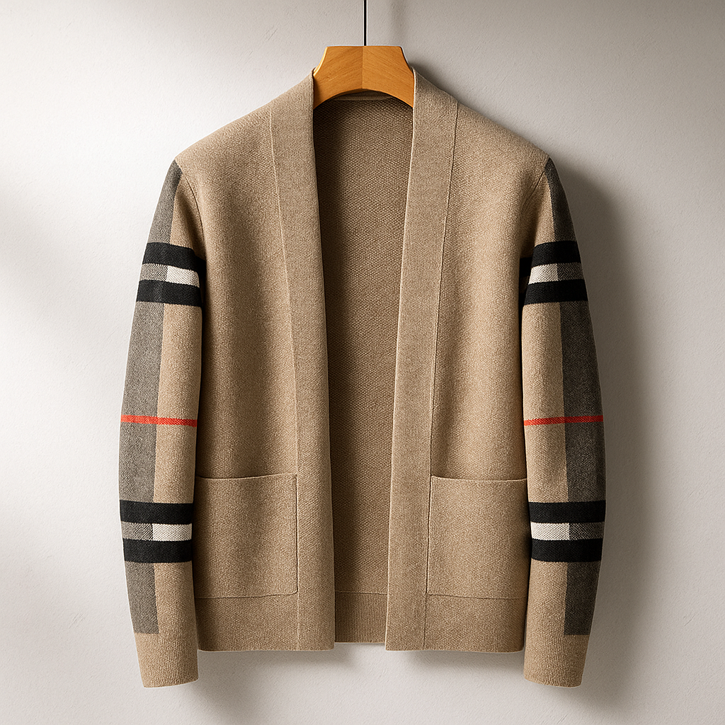 Men's Classic Cardigan - Timeless Style and Comfort Khaki