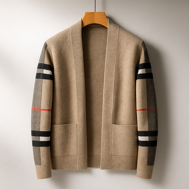 Men's Classic Cardigan - Timeless Style and Comfort Khaki