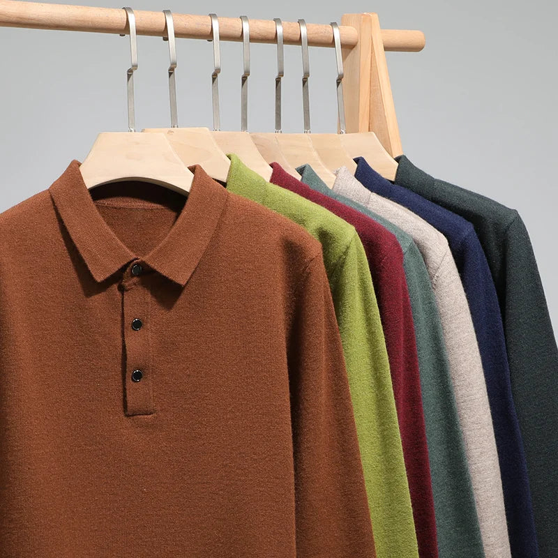 Men's Classic Polo Sweater - Stylish Knit Top for Casual Wear