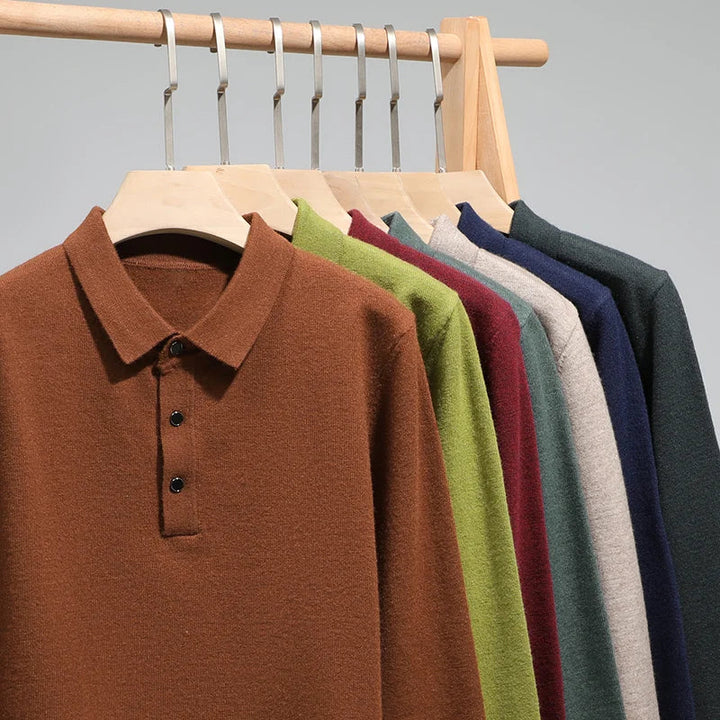 Men's Classic Polo Sweater - Stylish Knit Top for Casual Wear