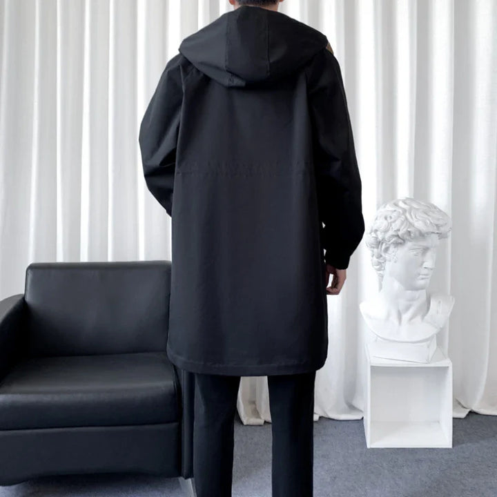 Men's Colour-Blocked Hooded Overcoat Jacket