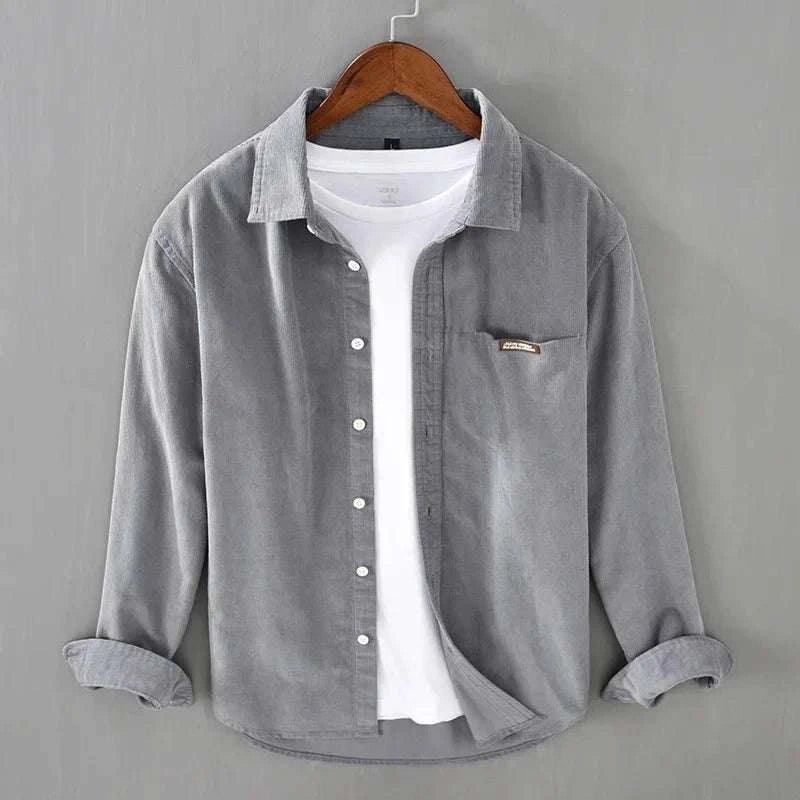 Men's Corduroy Shirt - Salerno Style Grey