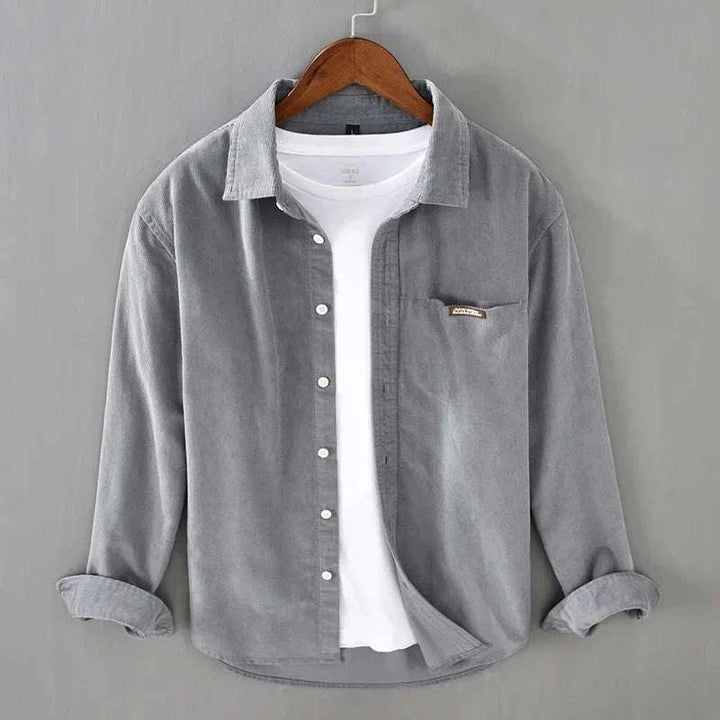 Men's Corduroy Shirt - Salerno Style Grey