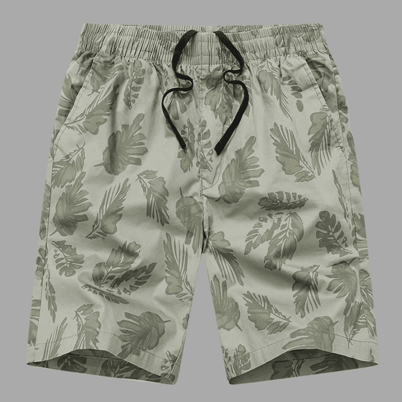Men's Cotton Palmline Shorts - Comfortable and Stylish Summer Wear Green Palm