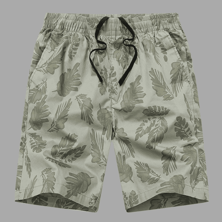 Men's Cotton Palmline Shorts - Comfortable and Stylish Summer Wear Green Palm