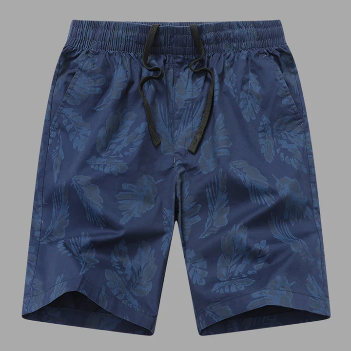 Men's Cotton Palmline Shorts - Comfortable and Stylish Summer Wear Ocean Blue