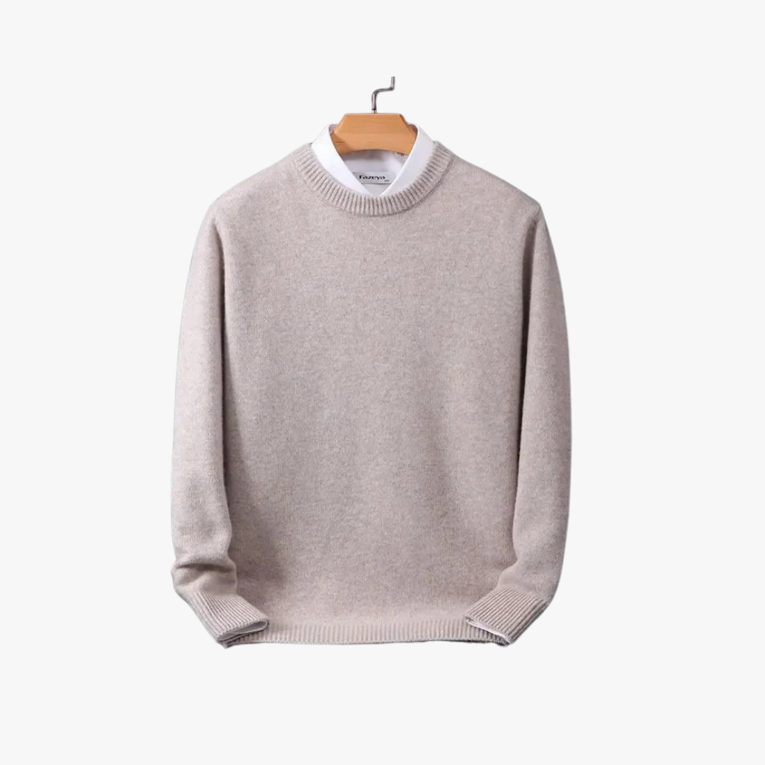 Men's Cozy Cashmere Loose Fit Sweater - Soft Knit for Everyday Warmth Camel color