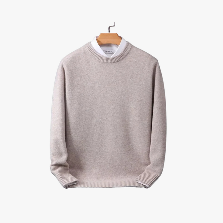 Men's Cozy Cashmere Loose Fit Sweater - Soft Knit for Everyday Warmth Camel color