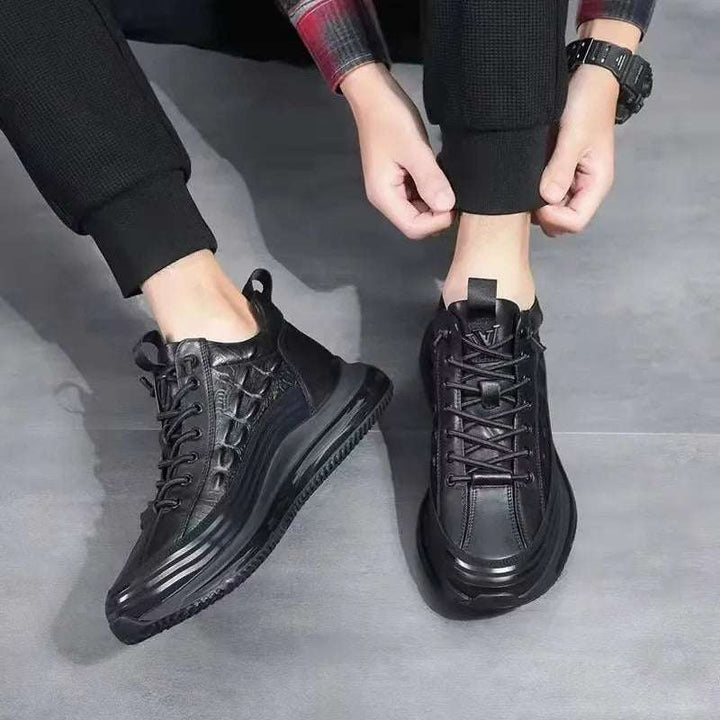 Men’s Crocodile Pattern Leather Sneakers – Stylish Casual Shoes