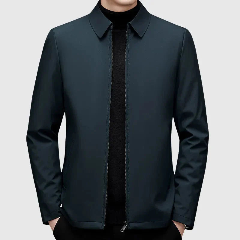 Men's Down Jacket with Turn-Down Collar Blue