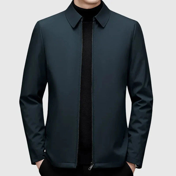 Men's Down Jacket with Turn-Down Collar Blue