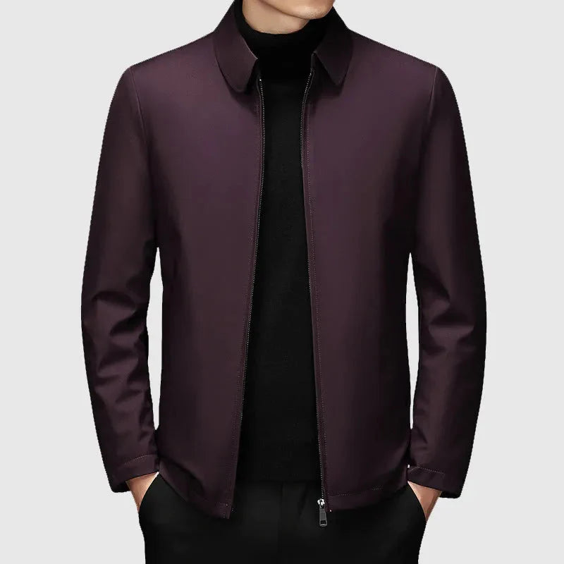 Men's Down Jacket with Turn-Down Collar Red