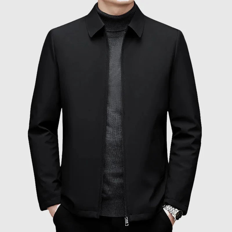 Men's Down Jacket with Turn-Down Collar Black