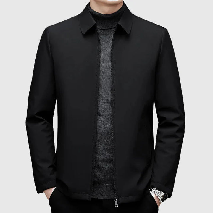 Men's Down Jacket with Turn-Down Collar Black