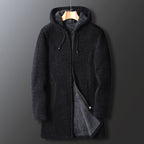 Men's Relaxed Fit Full-Length Hooded Coat – Cozy and Practical Warmth Black