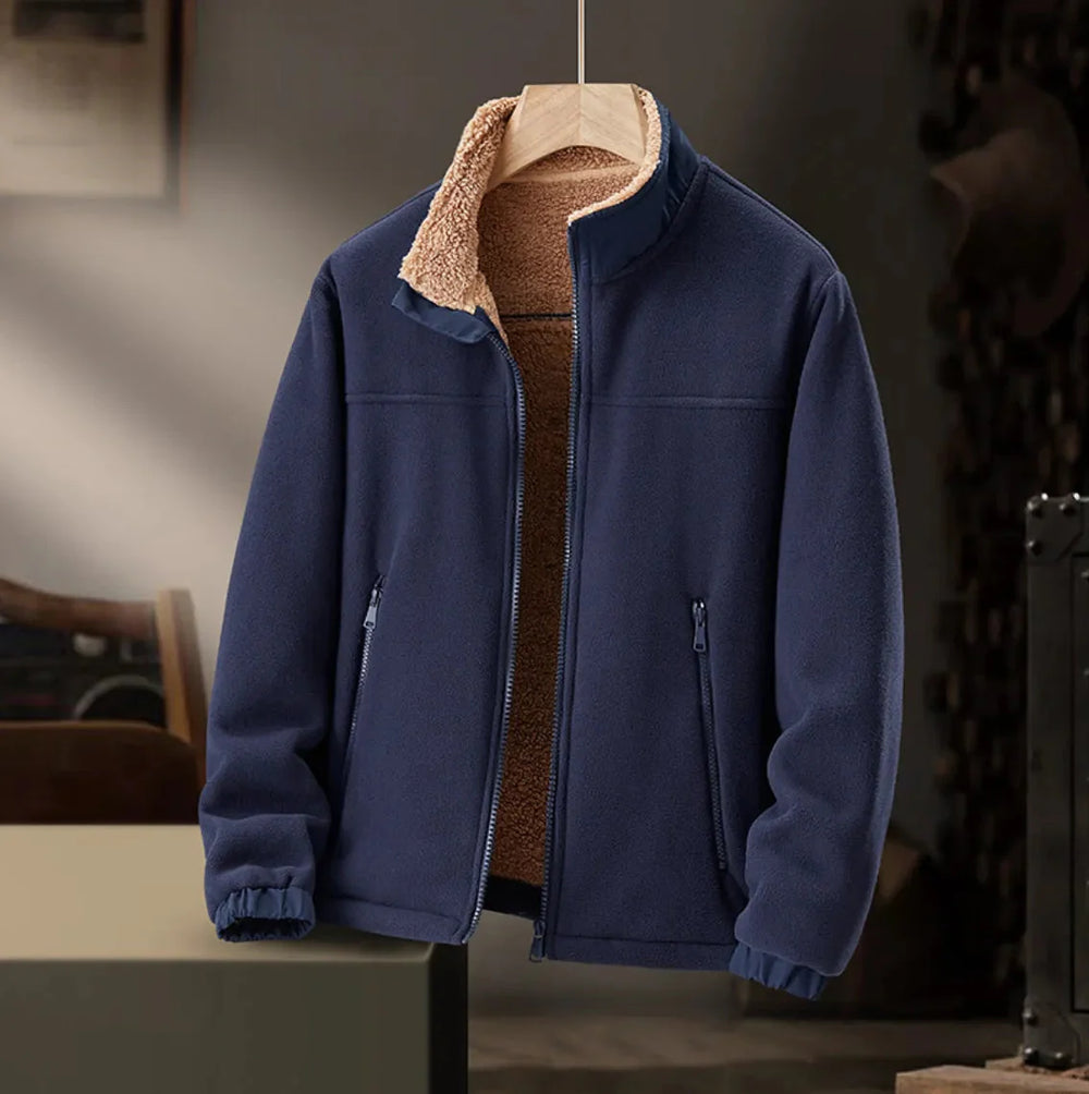 Men's Fleece Jacket with Sherpa Lining Dark Blue