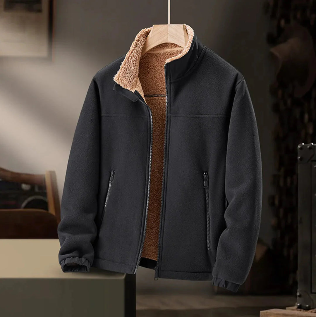 Men's Fleece Jacket with Sherpa Lining Black