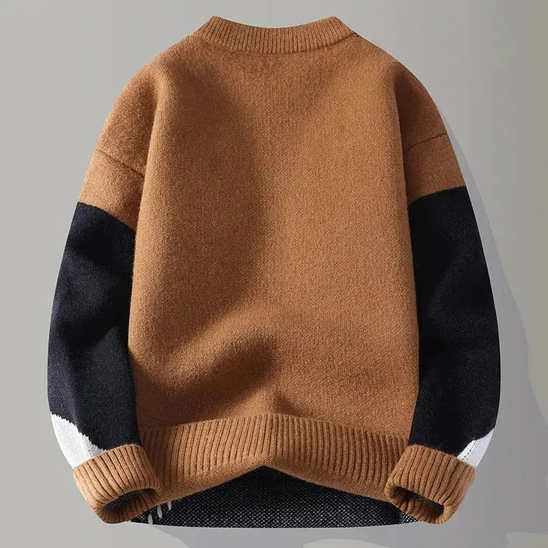 Men's Geometric Color Block Knit Sweater