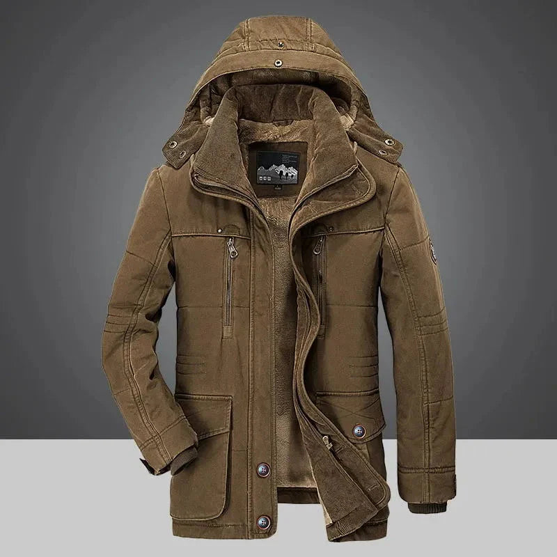Men's Hooded Padded Coat Brown