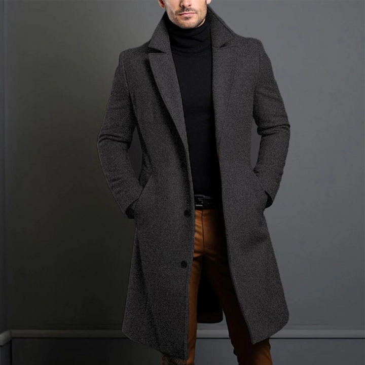 Men's Knee-Length Tailored Overcoat – Elegant Comfort-MODAUTLET