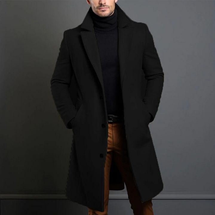 Men's Knee-Length Tailored Overcoat – Elegant Comfort-MODAUTLET