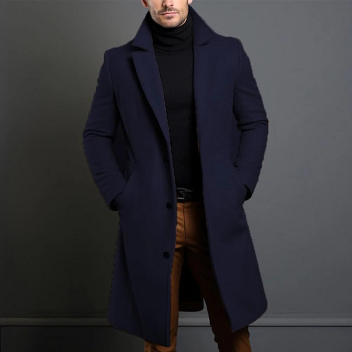 Men's Knee-Length Tailored Overcoat – Elegant Comfort-MODAUTLET