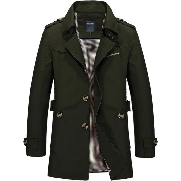 Men's Knee-Length Trench Coat with Belt – Timeless Style & Comfort-MODAUTLET