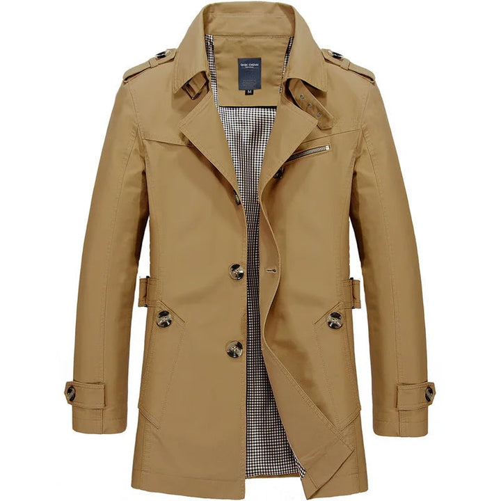Men's Knee-Length Trench Coat with Belt – Timeless Style & Comfort-MODAUTLET