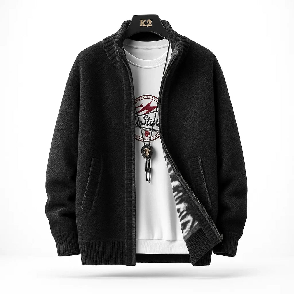 Men's Knit Cardigan - Stylish and Comfortable Layering Option Black