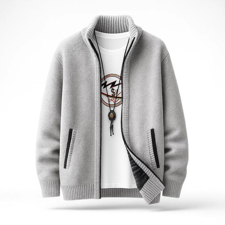 Men's Knit Cardigan - Stylish and Comfortable Layering Option Light Gray