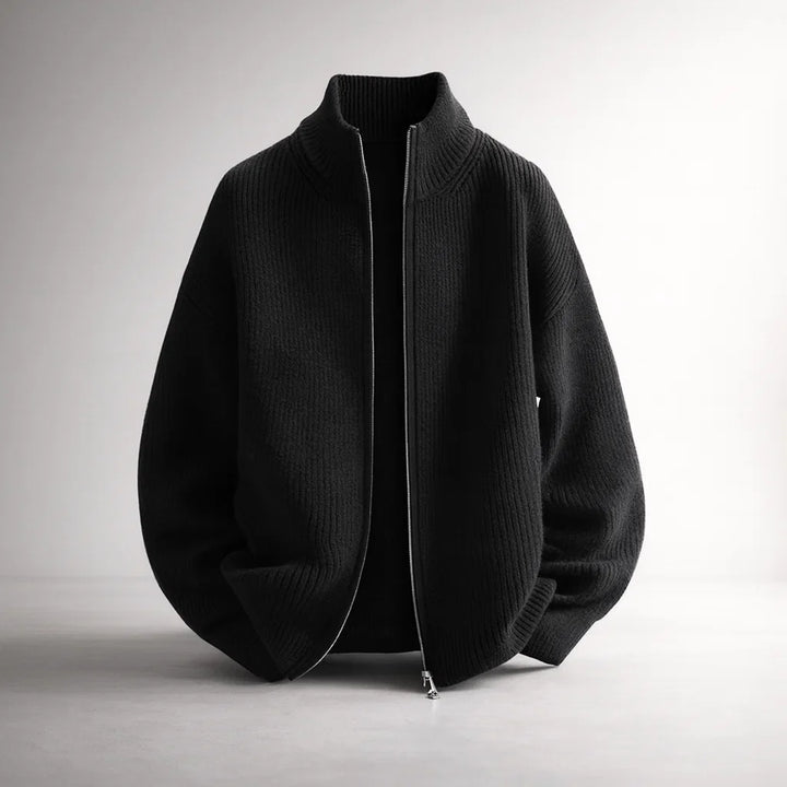 Men's Knit Jacket – Valmoro Lattini Style Black