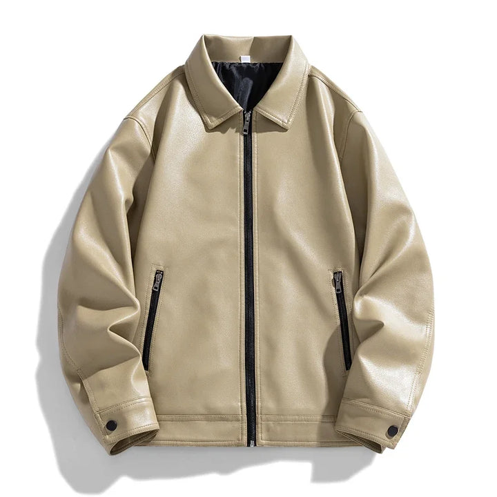 Men's Leather Upper Wear Jacket Beige