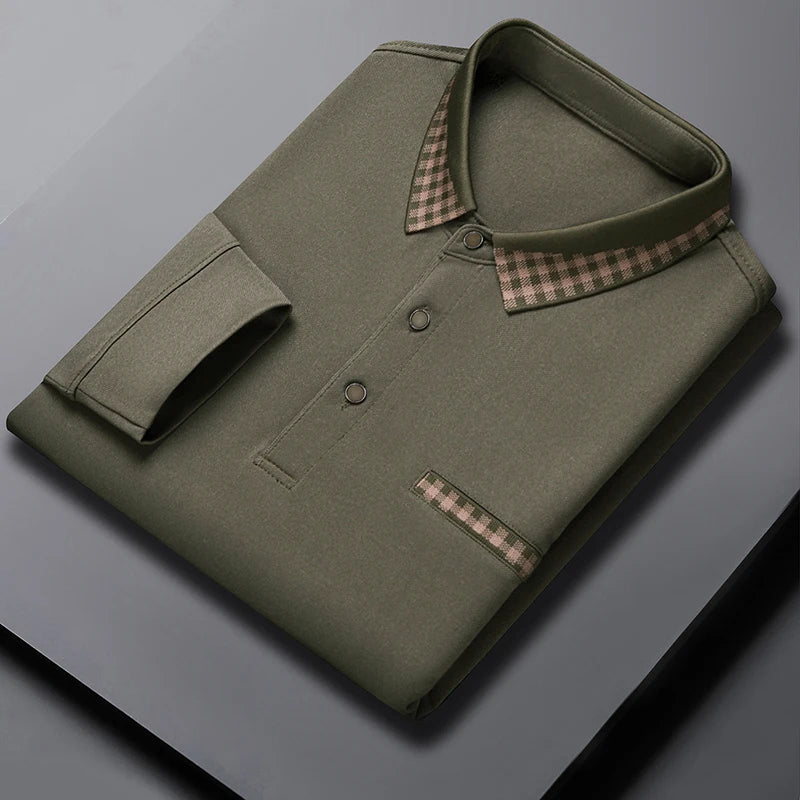 Men's Long Sleeve Classic Polo Shirt Green