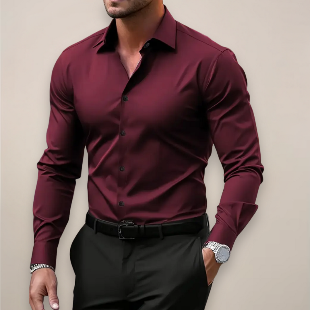 Men's Slim Fit Formal Long Sleeve Button-Down Shirt