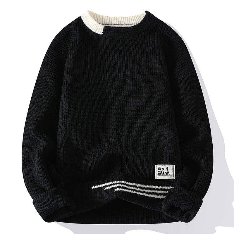 Men's Merino Wool Knit Sweater - Ridgepoint Style Black