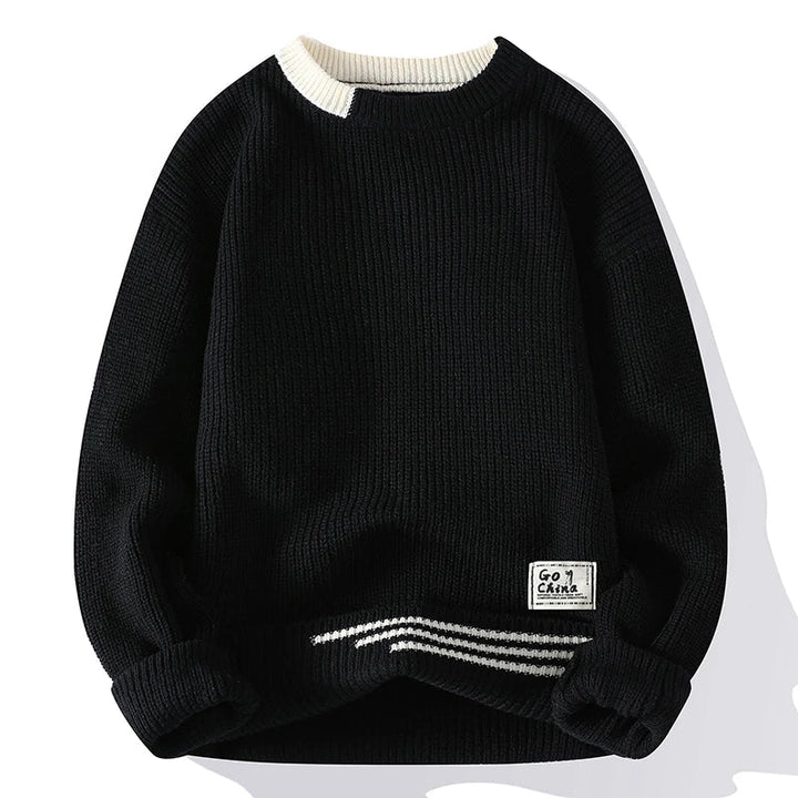 Men's Merino Wool Knit Sweater - Ridgepoint Style Black