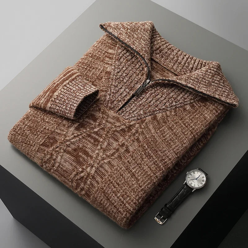 Men's Merino Wool Sweater - Stylish and Comfortable Knitwear Mocha Brown