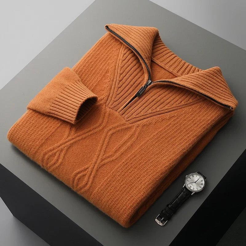 Men's Merino Wool Sweater - Stylish and Comfortable Knitwear Burnt Orange