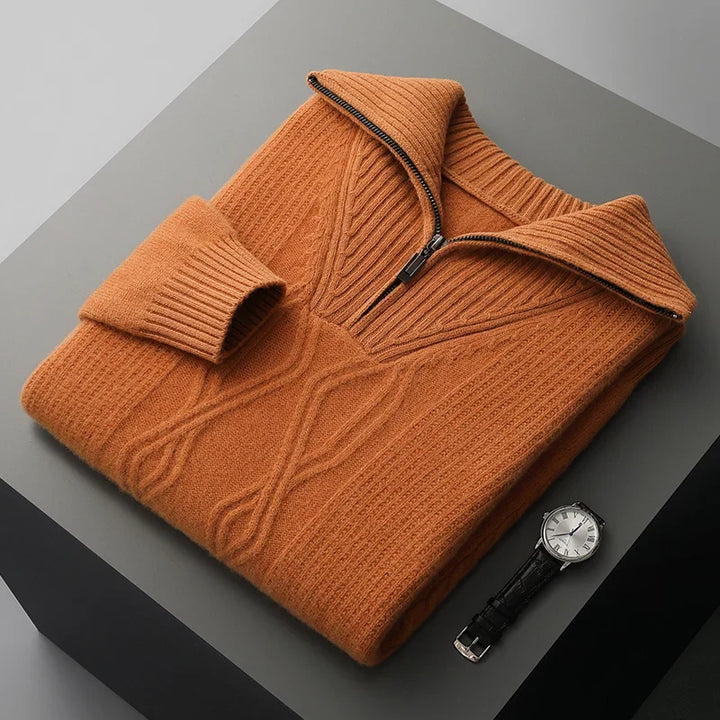 Men's Merino Wool Sweater - Stylish and Comfortable Knitwear Burnt Orange