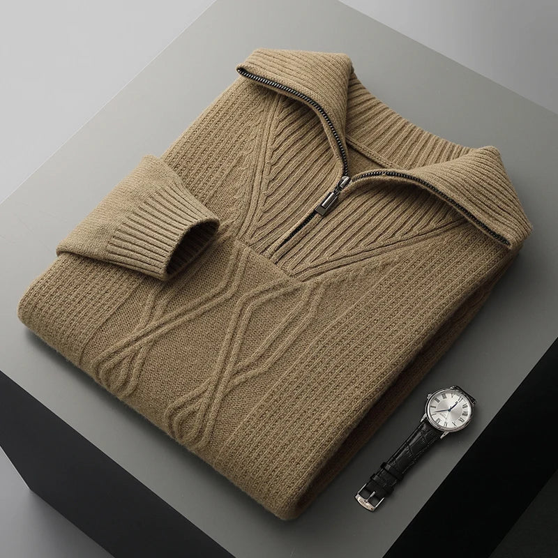 Men's Merino Wool Sweater - Stylish and Comfortable Knitwear Olive Green