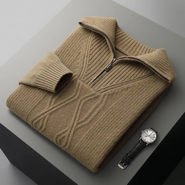 Men's Merino Wool Sweater - Stylish and Comfortable Knitwear Olive Green