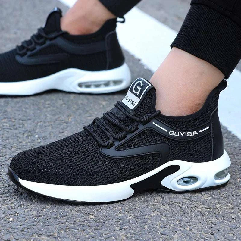Men's Modern Anti-Puncture Indestructible Safety Shoes Black White