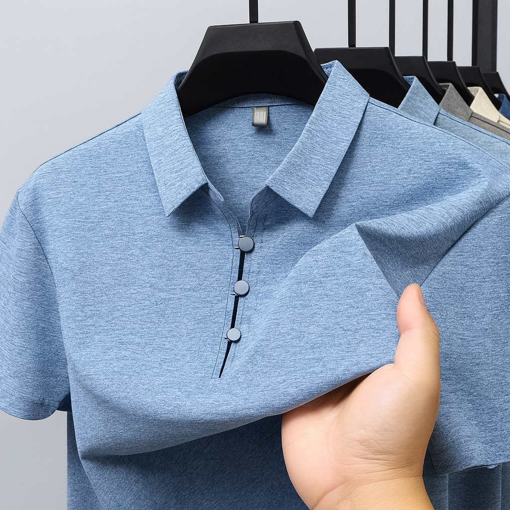Men's Placket Polo Shirt - Cloverdale Style Surf Blue