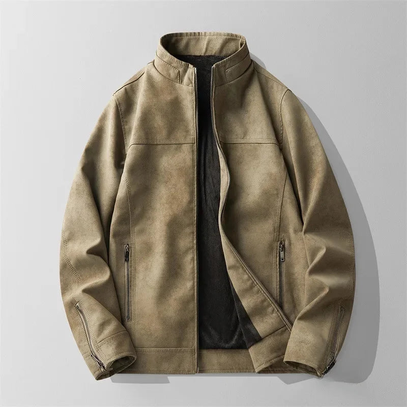 Men's Premium Leather Jacket Khakhi