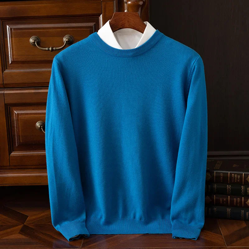 Men’s Premium Merino Wool Sweater Sea Blue