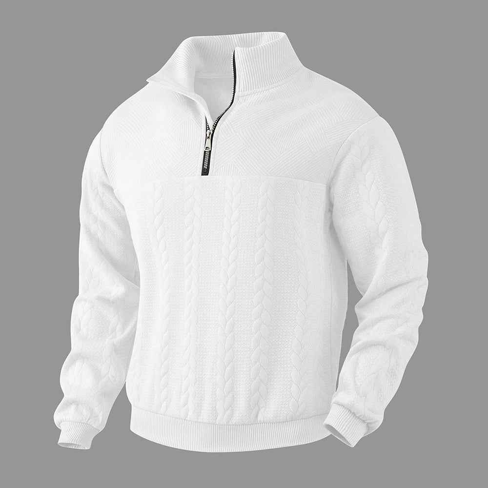 Men's Quarter Zip Pullover Sweatshirt - Polyester Blend White